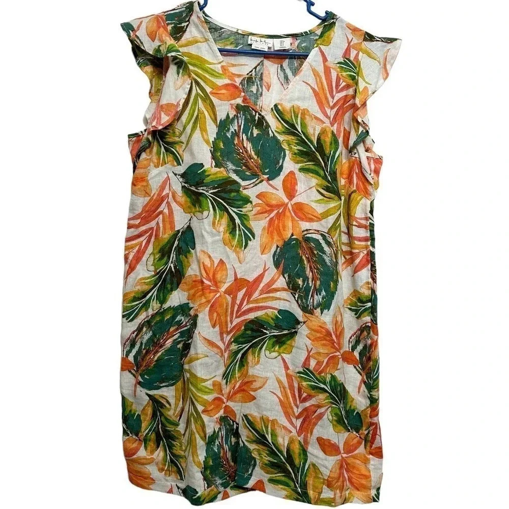 Nicole Miller womenโs linen dress. Size small